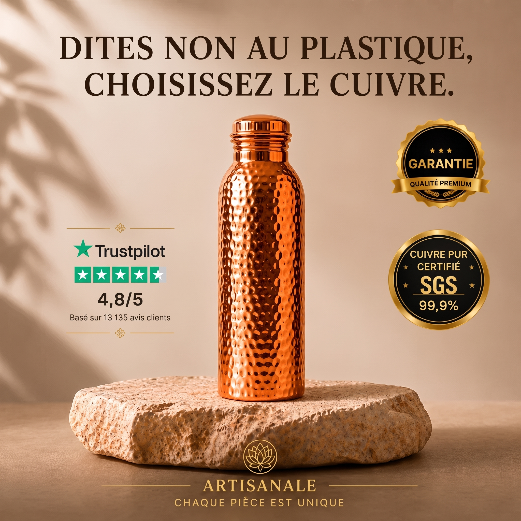 LYNAYE™ — Gourde en Cuivre Pur