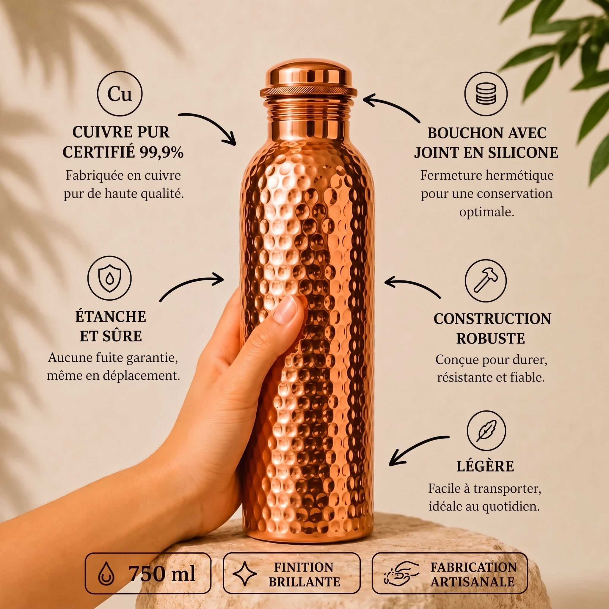 LYNAYE™ — Gourde en Cuivre Pur