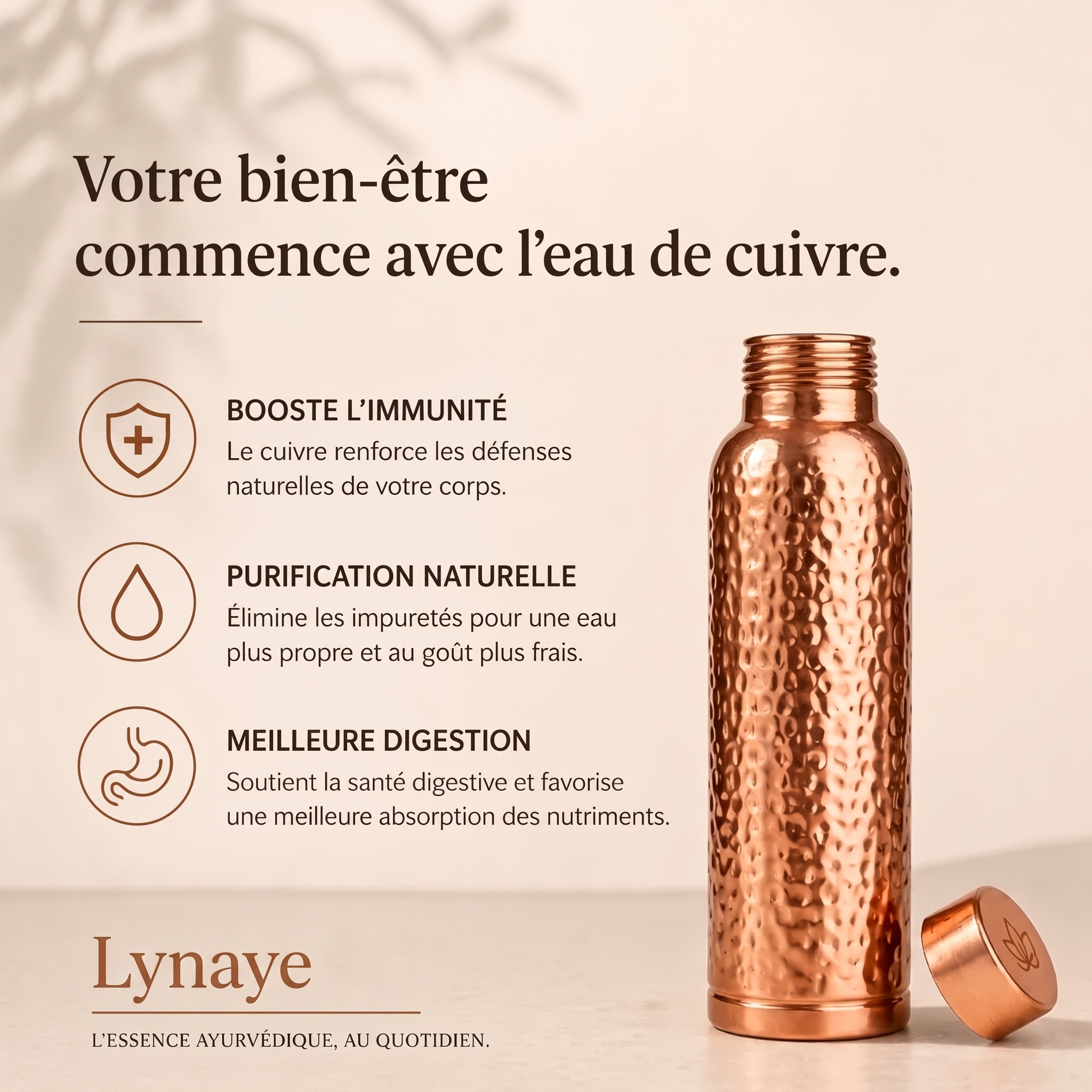 LYNAYE™ — Gourde en Cuivre Pur